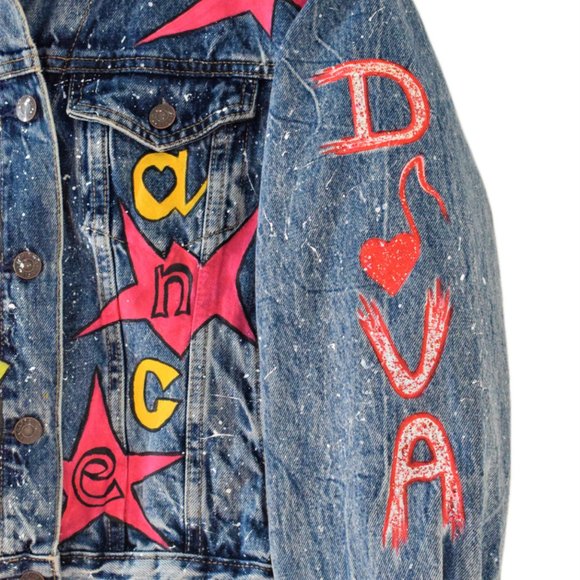 Girls Jean Jacket Oversized HAND PAINTED - Picture 5 of 5